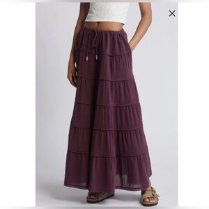 Free People Chocolate Merlot Simply Smitten Maxi Skirt